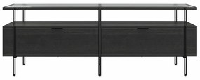 Czarna szafka pod TV w dekorze dębu 140x50 cm Wainwright – Queer Eye