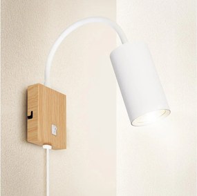 Brilagi - Regulowany kinkiet SELE 1xGU10/30W/230V, biały z dekorem dębu