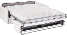 Kanapa 4-osobowa rozkładana typu express z białej ekoskóry z siedziskiem z pianki z pamięcią kształtu - Szeroki stelaż listwowy 160 cm - Materac 14 cm CALIFE