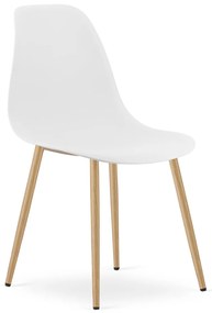 Zestaw jadalniany 1 + 4, stół RAMOD biały/dekor dąb + krzesła OSAKA białe