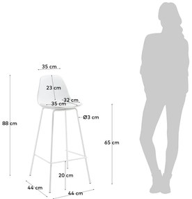 Biały hoker (wysokość siedziska 65 cm) Brighter – Kave Home