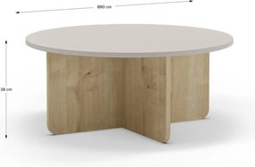 Kremowy/w naturalnym kolorze okrągły stolik w dekorze dębu ø 80 cm Hillary – Marckeric