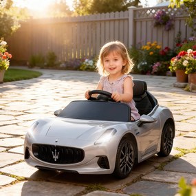 AIYAPLAY 12V Elektryczne Auto dla Dzieci, Pojazd dla Dzieci z Oświetleniem LED, Muzyką, Klaksonem, dla Dzieci 3-5 Lat, Szary