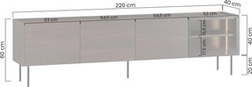 Szafka RTV Dunari 220 cm z metalowymi nogami - dąb dunin