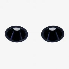 Pack 2 Wbudowanych Downlightów Led Z Okrągłymi Ramkami Ø8 Cm Z Aluminium Luisiana Czarna & 8 W & 38º & Białe Zimne Światło 4000k - Sklum