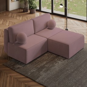 Masseno Narożnik VARNA z funkcją spania i pojemnikiem na pościel Narozniki L, Rozkładana sofa - Wrzosowy, POSO 130