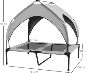 PawHut Legowisko dla Psa z Baldachimem, Oddychające, Wodoodporne, do 30 kg, 91 x 76 x 89 cm, Jasnoszary
