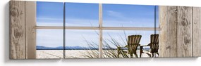 Obraz - Okno z widokiem na plażę (170x50 cm)