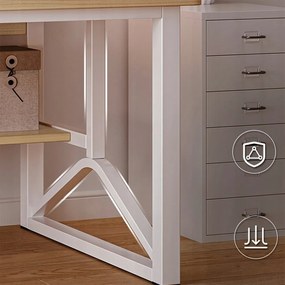 Biurko z półkami 120x60x150 cm - jasny dąb, nowoczesny styl loftowy