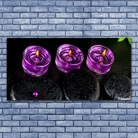 Obraz na płótnie Płomień Świecy i Kamienie