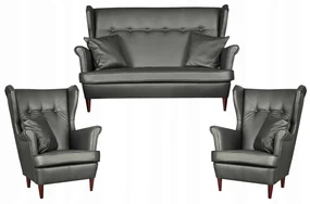Zestaw wypoczynkowy eko skóra sofa + 2 fotele