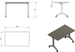 Biurko z kółkami i beżowym blatem Yumi S 120x70 cm