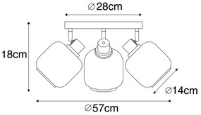 Plafon / Reflektorek / Spot / Spotow / Lampy sufitowe punktowy czarno-złoty z przydymionym szkłem 3-punktowy - Zuzanna Nowoczesny Oswietlenie wewnetrzne