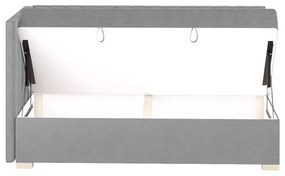 Szare narożne łóżko dziecięce ze schowkiem i materacem 90x200 cm Snugi – Ghado