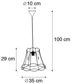 Retro Lampa wisząca czarna 35 cm - Granny Frame Retro Oswietlenie wewnetrzne