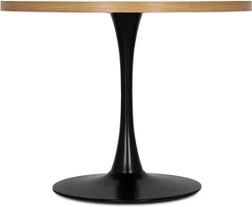 Elegancki stół Murray – nowoczesny okrągły stół o średnicy 100 cm na czarnej metalowej nodze z laminowanym blatem