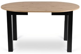 Zestaw Stół Okrągły Rozkładany HARRY 102-142 cm Dąb Artisan/Czarny i 6 Krzeseł Tapicerowanych ROBIN Szarych Nowoczesnych