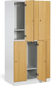 Szafka skrytkowa S1, 6 schowków, 1850 x 900 x 500 mm, demontaż, zamek mechaniczny z kodem, drzwi laminowane, dąb naturalny