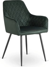 Krzesło Tapicerowane do Jadalni BRESSO Zielone Welurowe Nowoczesne Loft
