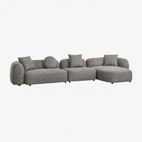 Modułowa Sofa Z Szezlongiem Prawym, 3-częściowa, Z Tkaniny Coco Chenille Granitowo-szara Gruba Tkanina Szenilowa - Sklum
