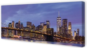 Obraz canvas na ścianę Zachód Słońca nad Wodą i Mostem