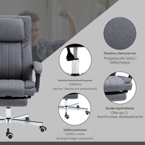 Vinsetto Fotel biurowy z masażem i ogrzewaniem ergonomiczny regulowany szary do 120 kg | Aosom PL