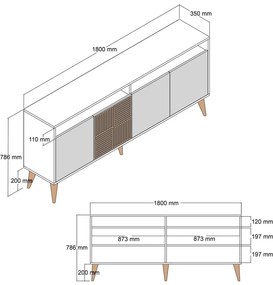 Kremowa niska komoda w dekorze orzecha 180x79 cm Milan – Kalune Design