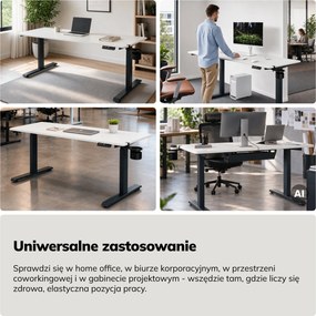 Biurko elektryczne z regulacją wysokości ergonomiczne antracytowo-białe, 1600x800 mm: ARIA