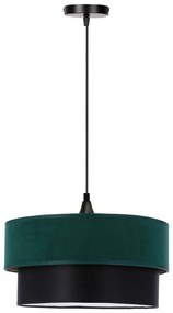 Morsko-czarna lampa wisząca z tekstylnym kloszem ø 35 cm Solanto – Candellux Lighting