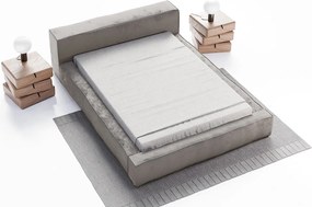 Emporius Bueno łóżko tapicerowane 140x200 -  tkanina velvet, nowoczesny styl, pojemnik i stelaż - łóżko 140x200 szare (Infinity 15)