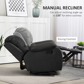 HOMCOM Fotel Relaksacyjny Fotel do Relaksu Regulowany Oparcie Podnóżek Obrotowy Stalowa Rama 93cm 150kg Czarny | Aosom PL