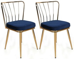 Zestaw krzeseł do jadalni Yildiz Dark Blue, 4 szt.