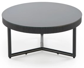 Okrągła czarna ława 60/30 cm szkło/MDF/stal COSMO S