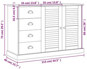 Szara komoda z drewna sosnowego z 4 szufladami - Ofdox 6X