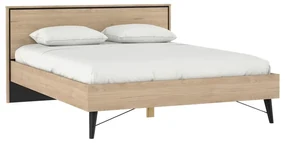 Łóżko dwuosobowe w dekorze dębu ze stelażem 160x200 cm w naturalnym kolorze Ry – Tvilum