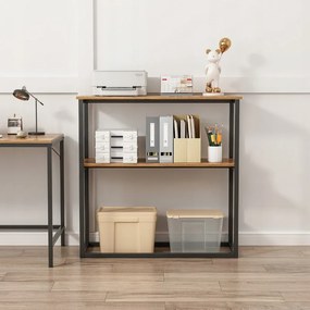 Industrialna szafka biurowa w stylu loft, z drewna, z 2 półkami, w kolorze rustykalnego brązu.