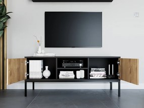 Szafka RTV LANZZI 120x40 cm, czarna/dąb artisan