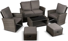 Zestaw mebli ogrodowych technorattan Loren 6-osobowy, kolor szary