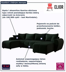 Ciemnozielony narożnik rozkładany w kształcie U M7-R01