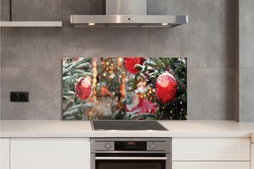 Panel szklany do Kuchni Zimowy Pejzaż z Bombkami