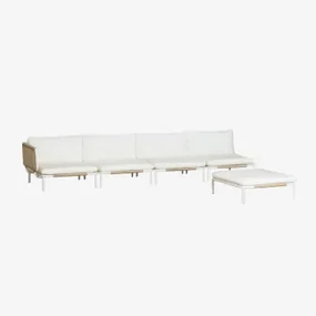 4-częściowa Modułowa Narożna Sofa Ogrodowa I Worek Fasoli Roubly Beige Migdałowa - Sklum