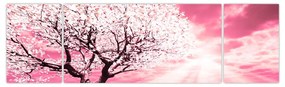 Różowy obraz drzewa (170x50 cm)