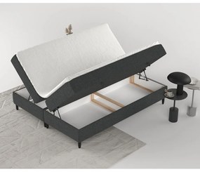 Ciemnoszare łóżko boxspring ze schowkiem 200x200 cm Malte – Maison de Rêve