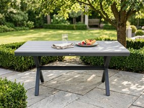 Stół ogrodowy aluminiowy antracyt 150x90x75 trwały blat kompozyt drewniany