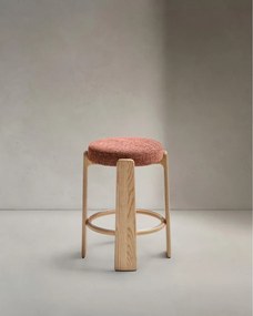 Hoker z litego drewna jesionowego w kolorze terakoty/w ciemnym naturalnym kolorze (wysokość siedziska 65 cm) Granite – Kave Home