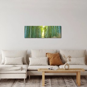 Obraz - Las bambusowy (z zegarem) (90x30 cm)