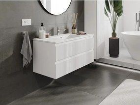 Mexen Rivel szafka łazienkowa 100 cm z umywalką Otis, 2 szuflady, ryflowana , biała mat - 91A20-10047-2-BFF01-W18M01