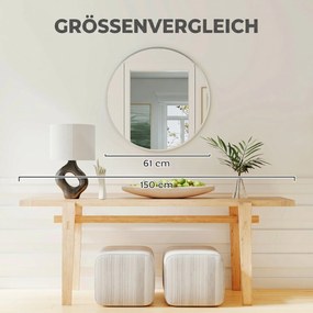 HOMCOM Lustro ścienne, nowoczesny design, 61 x 61 cm, srebrne | Aosom PL
