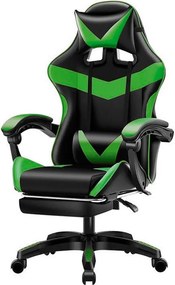 Fotel gamingowy Games krzesło biurowe obrotowe z podnóżkiem + masaż : Kolor fotela - Zielony