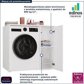 Biała szafka na pralkę z zamykanym regałem C2-N99